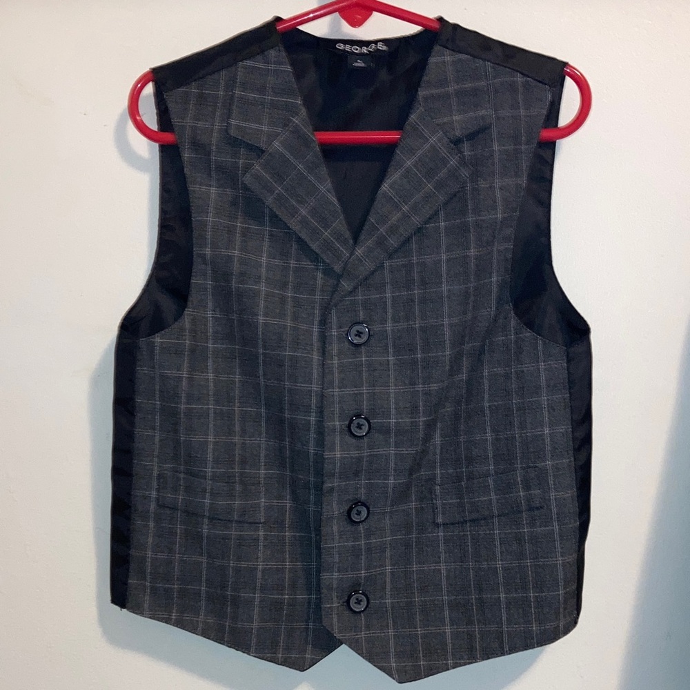 George boy's Gray Plaid Suit Vest